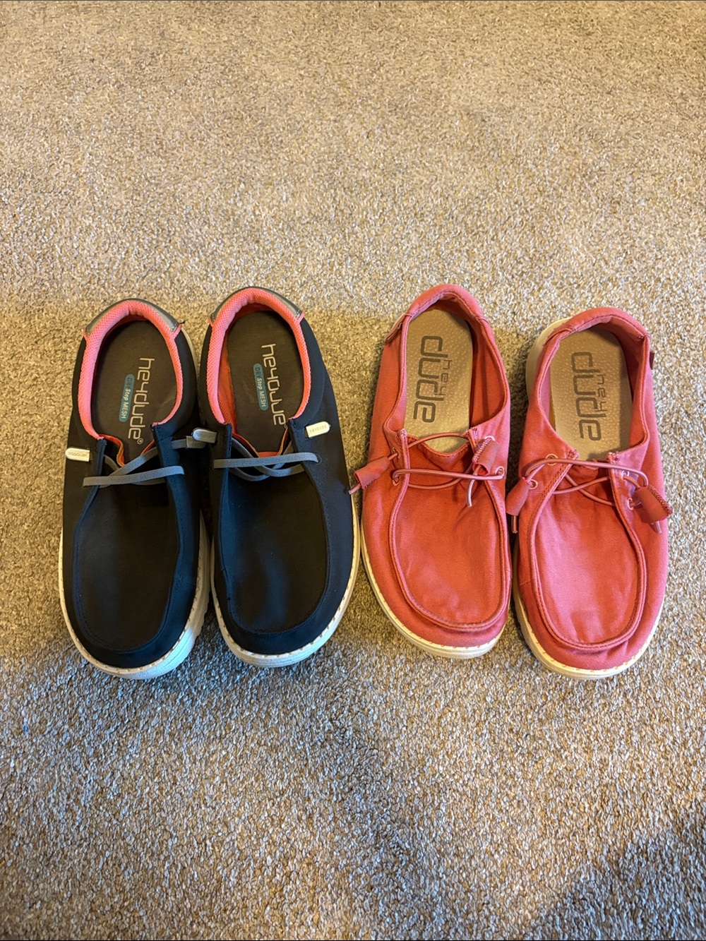 Hey Dude Kids Slip-On Shoes in Black and Coral Pink - Pair Set